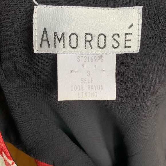 Amorose Black Long‎ Dress with Red Large Floral - Picture 11 of 12